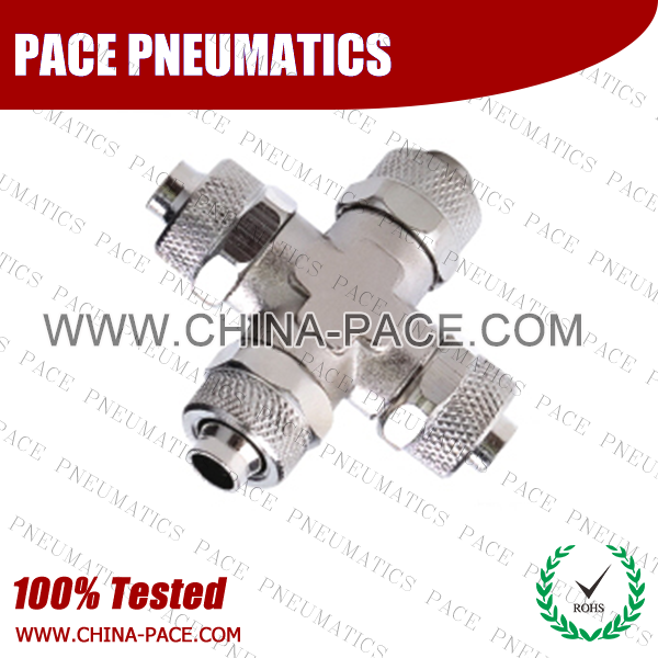 Union Cross Two Touch Fittings, Push On Fittings, Rapid Fittings For Plastic Tube, Brass Air Fittings